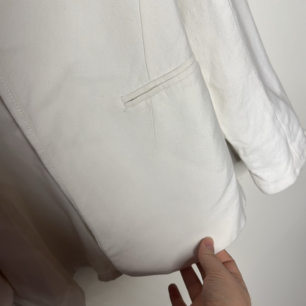 Theory Collarless open slim fit off white blazer size 6 - Picture 8 of 11